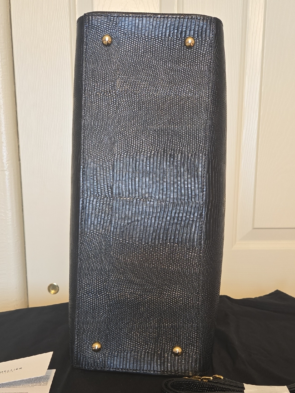 DeMellier "The Hudson" Black Lizard Effect Leather with Gold Hardware NWT - Picture 4 of 9